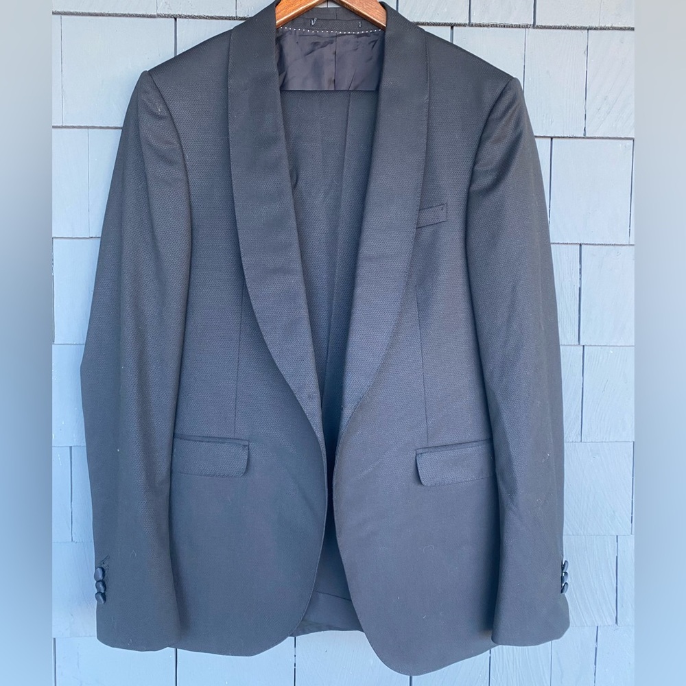 Incredible Z Zegna Atelier Patterned Navy Wool Shawl Tuxedo 48R 38R switzerland